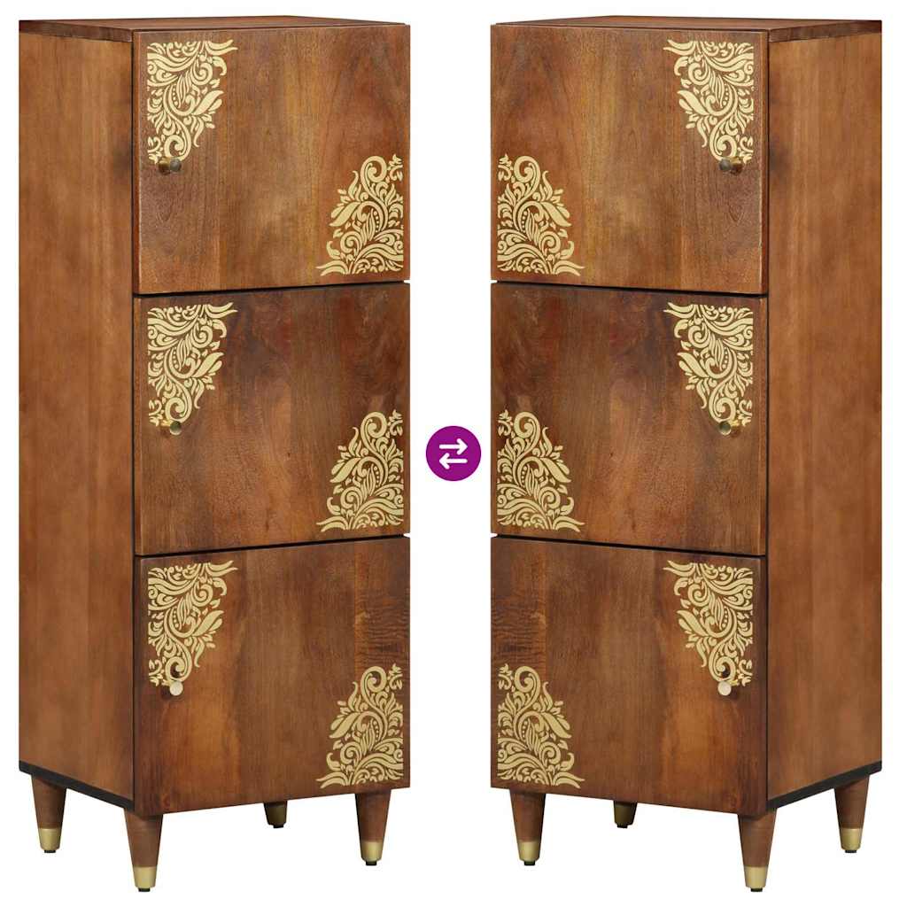 Highboard mit Regal Braun 40 x 33.5 x 110 cm Massivholz Mango