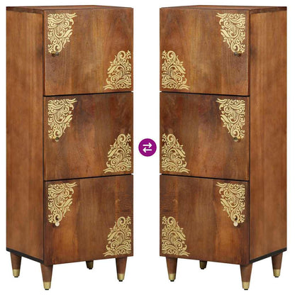 Highboard mit Regal Braun 40 x 33.5 x 110 cm Massivholz Mango