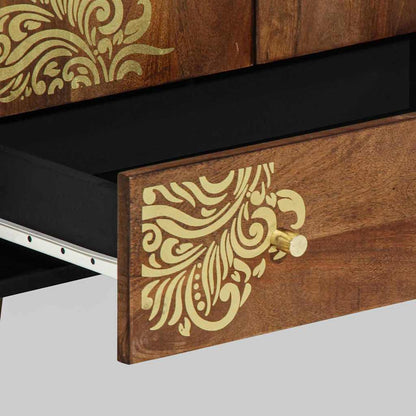 Hochboard mit Regal Braun 60 x 33.5 x 100 cm Massivholz Mango
