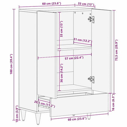 Hochboard mit Regal Braun 60 x 33.5 x 100 cm Massivholz Mango