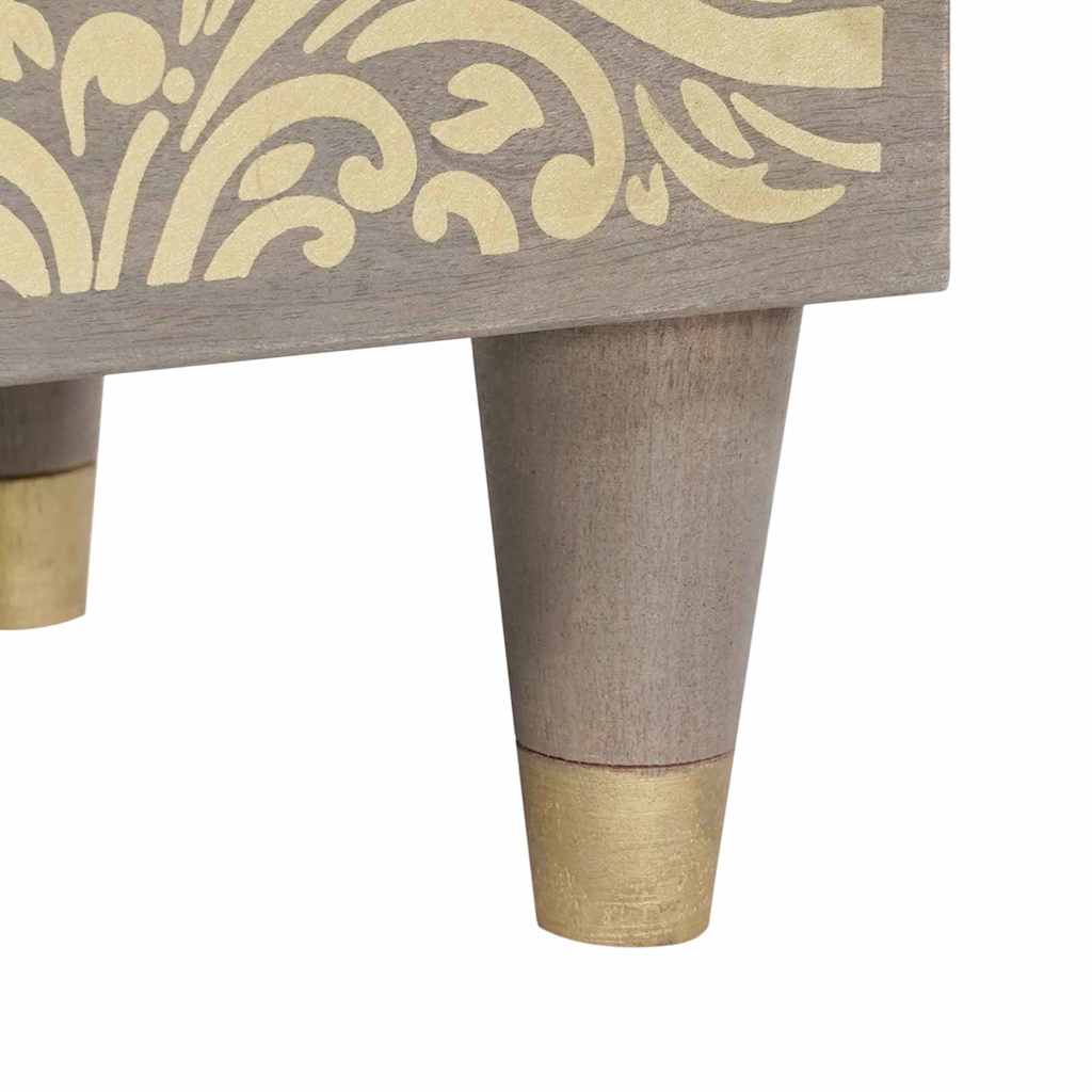 Bedside Cabinet with Door Grau 40 x 33 x 46 cm Massivholz Mango