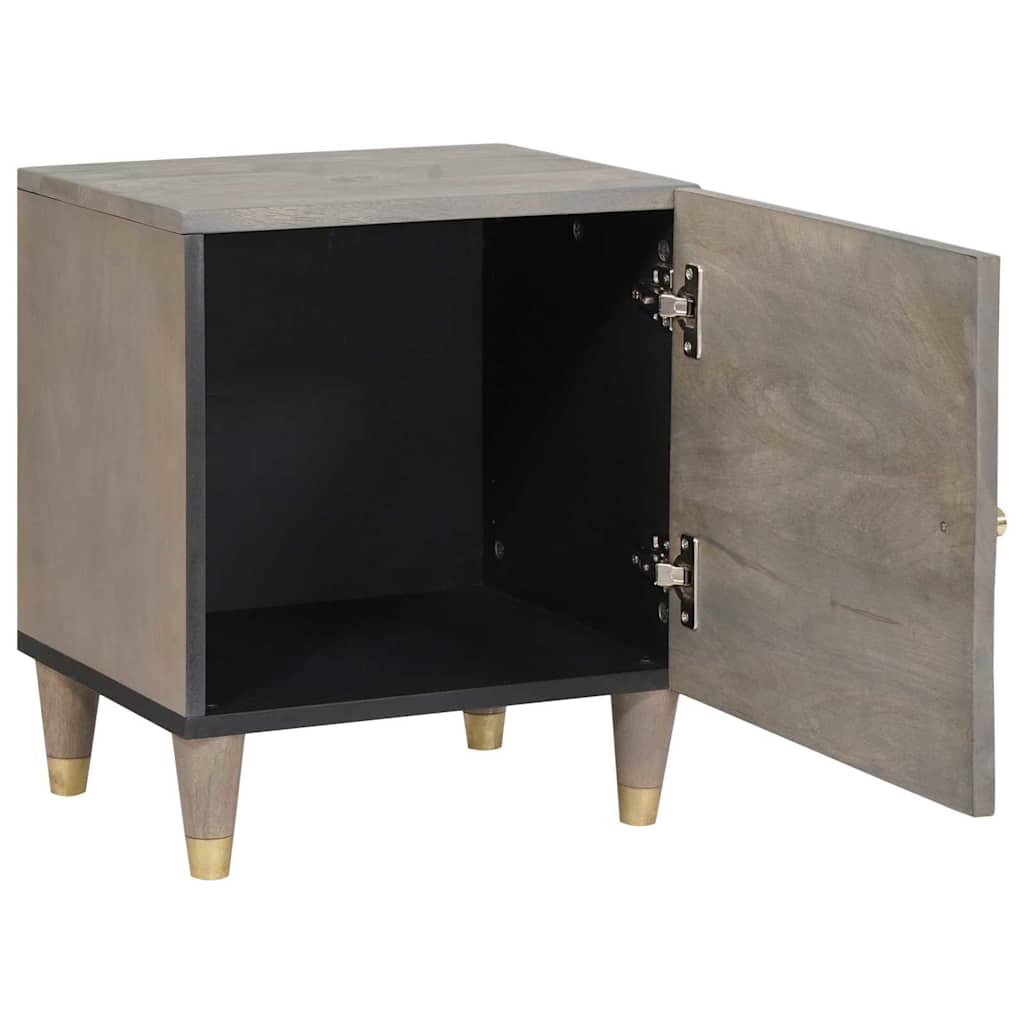 Bedside Cabinet with Door Grau 40 x 33 x 46 cm Massivholz Mango