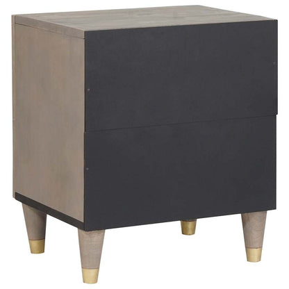 Bedside Cabinet with Door Grau 40 x 33 x 46 cm Massivholz Mango