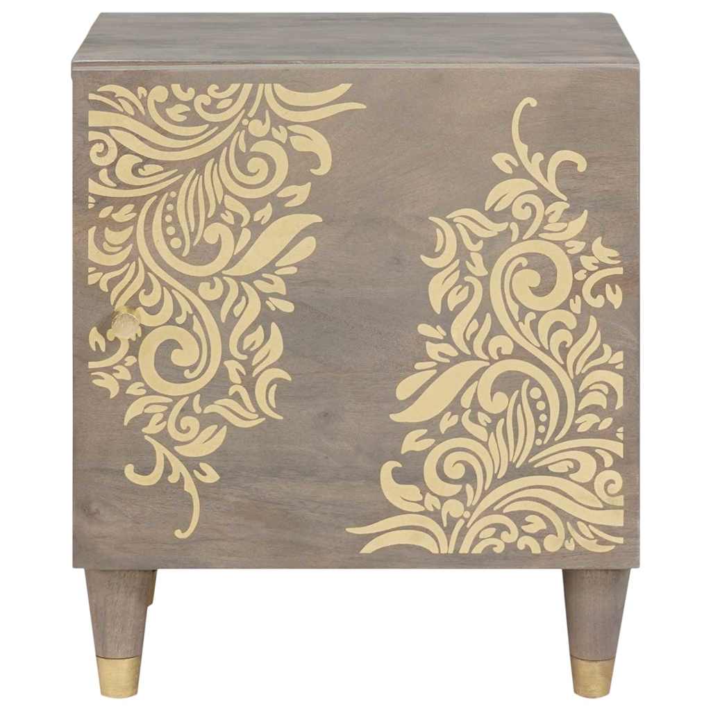 Bedside Cabinet with Door Grau 40 x 33 x 46 cm Massivholz Mango