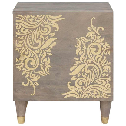 Bedside Cabinet with Door Grau 40 x 33 x 46 cm Massivholz Mango