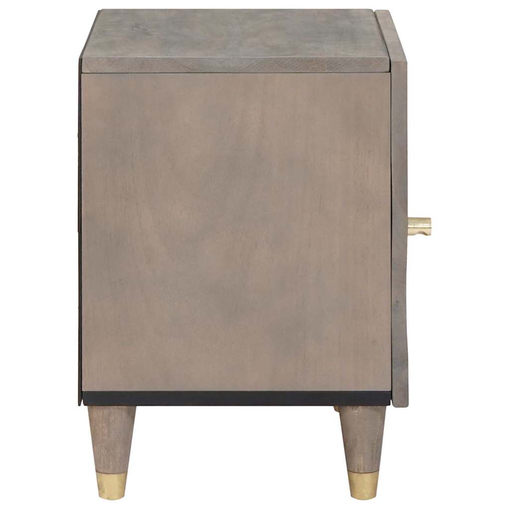 Bedside Cabinet with Door Grau 40 x 33 x 46 cm Massivholz Mango