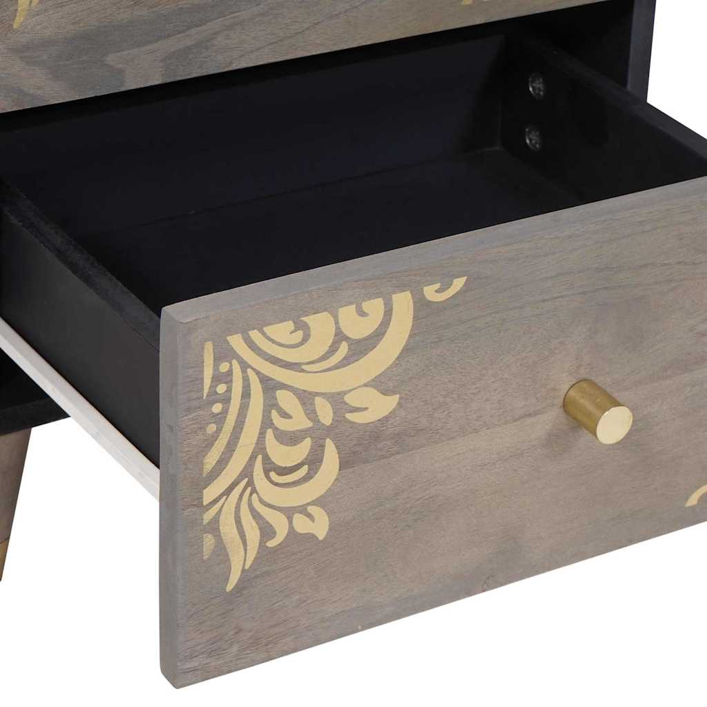 Nachttisch mit Schubladen Grau 40 x 33 x 46 cm Massivholz Mango