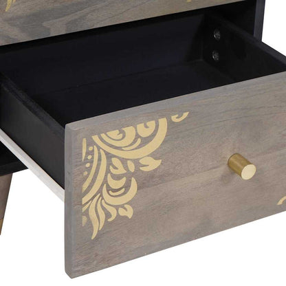 Nachttisch mit Schubladen Grau 40 x 33 x 46 cm Massivholz Mango
