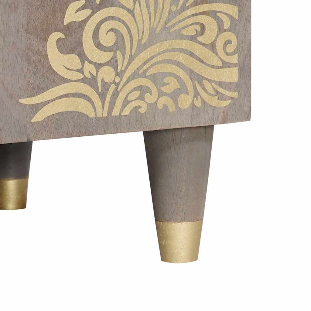 TV-Schränk mit Regal Grau 105 x 33 x 46 cm Massivholz Mango