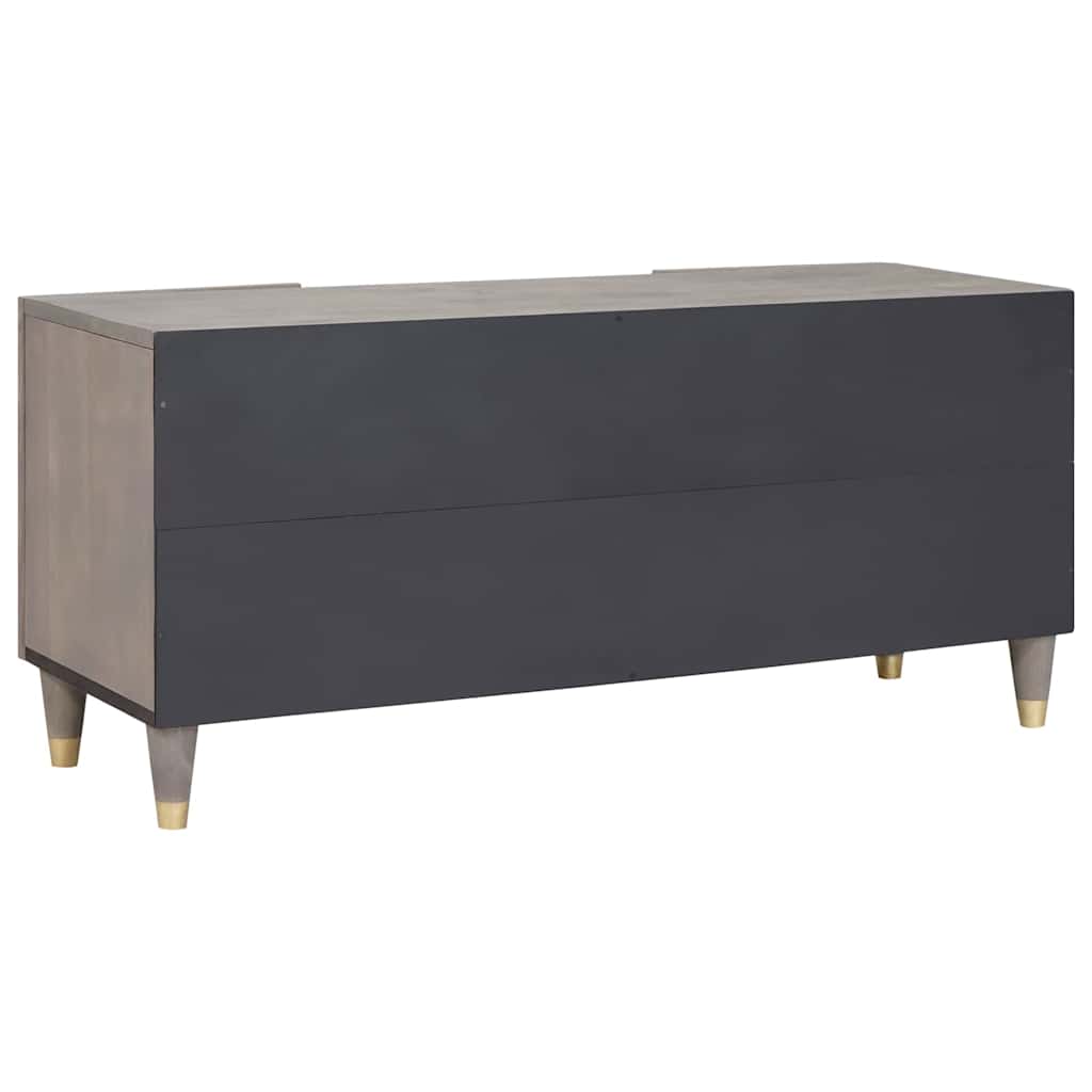 TV-Schränk mit Regal Grau 105 x 33 x 46 cm Massivholz Mango