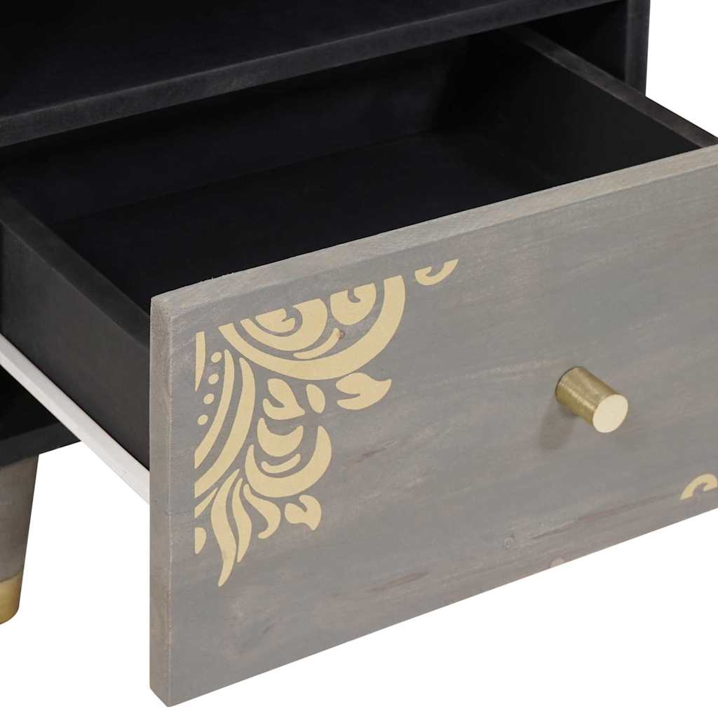 Nachttisch mit Schubladen Grau 40 x 33 x 46 cm Massivholz Mango