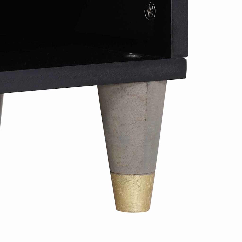 TV-Schränk mit Regal Grau 100 x 33 x 46 cm Massivholz Mango