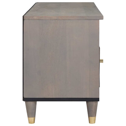 TV-Schränk mit Regal Grau 100 x 33 x 46 cm Massivholz Mango