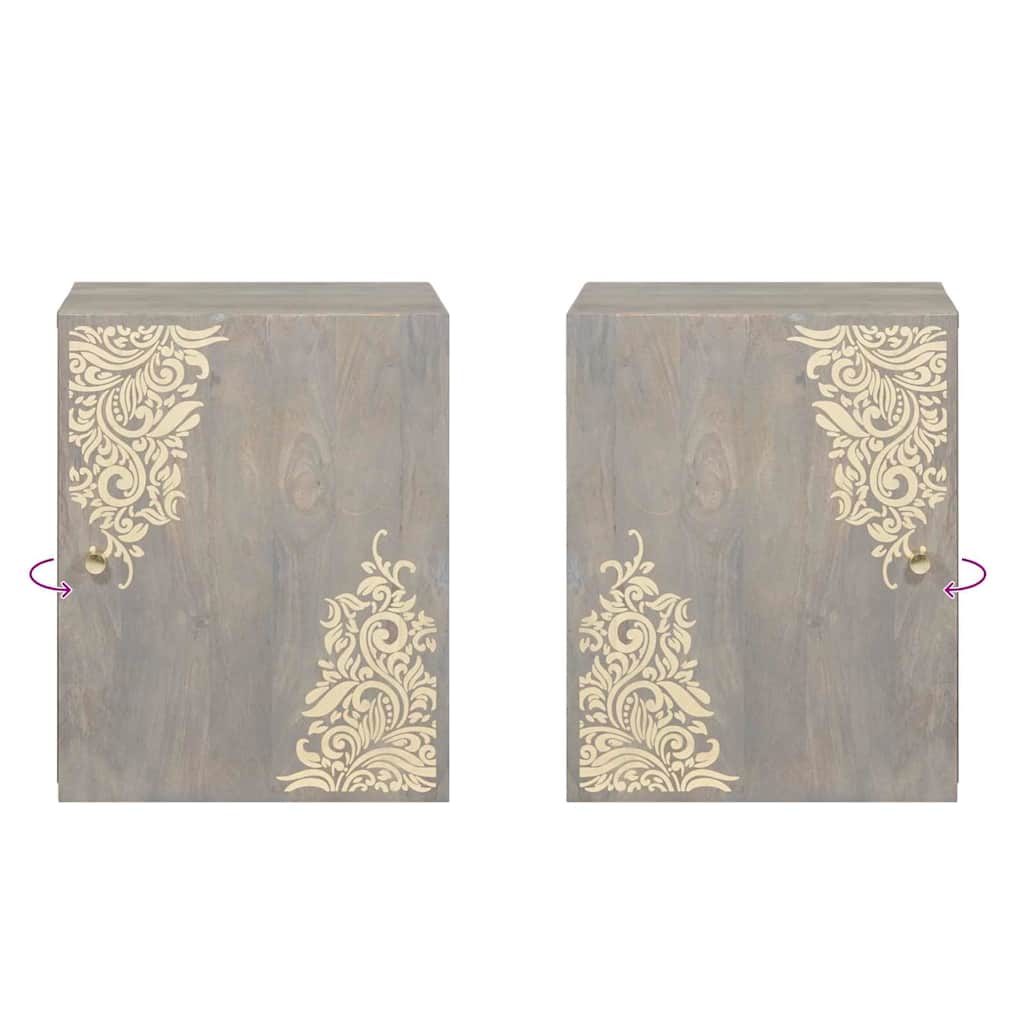 Wandschrank Wandmontiert Grau 38 x 33 x 48 cm Massivholz Mango