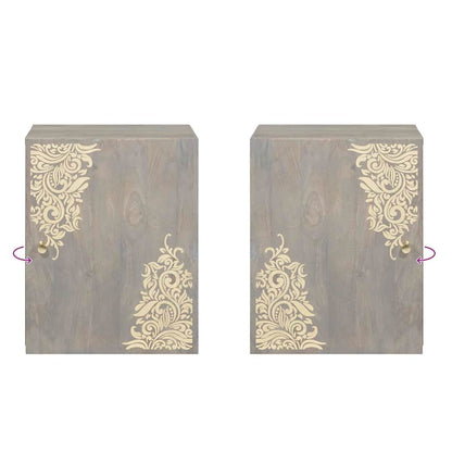 Wandschrank Wandmontiert Grau 38 x 33 x 48 cm Massivholz Mango