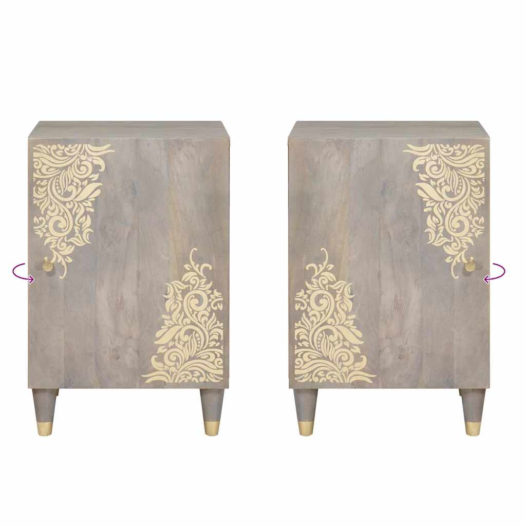 Badezimmerschrank mit Tür Grau 38 x 33 x 58 cm Massivholz Mango