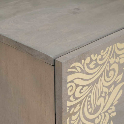 Sideboard Grau und Gold 40 x 33 x 75 cm Massivholz Mango