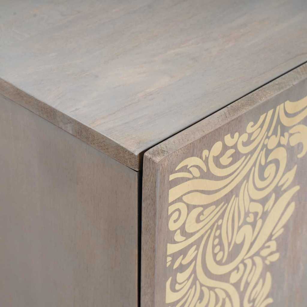 Sideboard Grau und Gold 40 x 33 x 75 cm Massivholz Mango