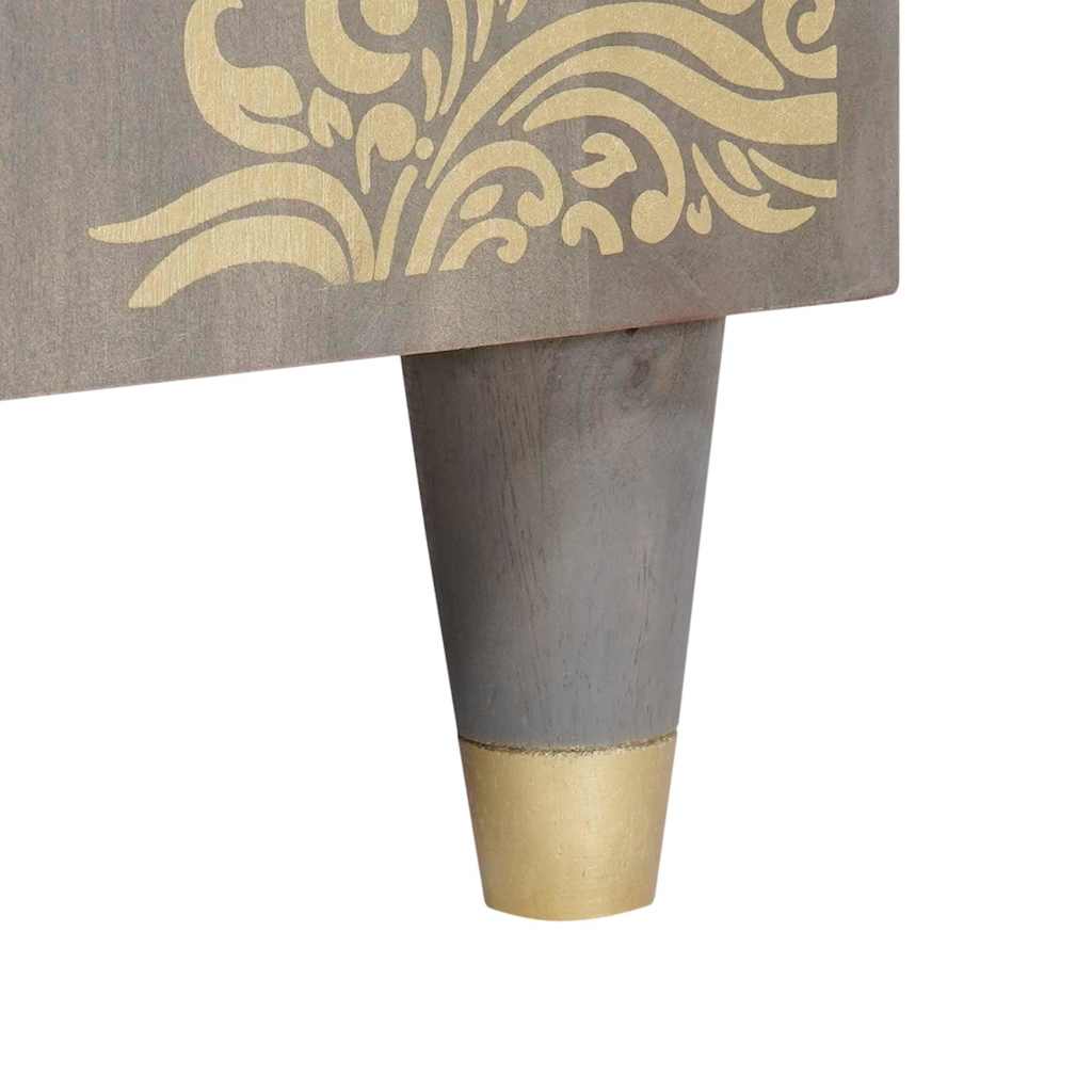 Sideboard Grau und Gold 40 x 33 x 75 cm Massivholz Mango