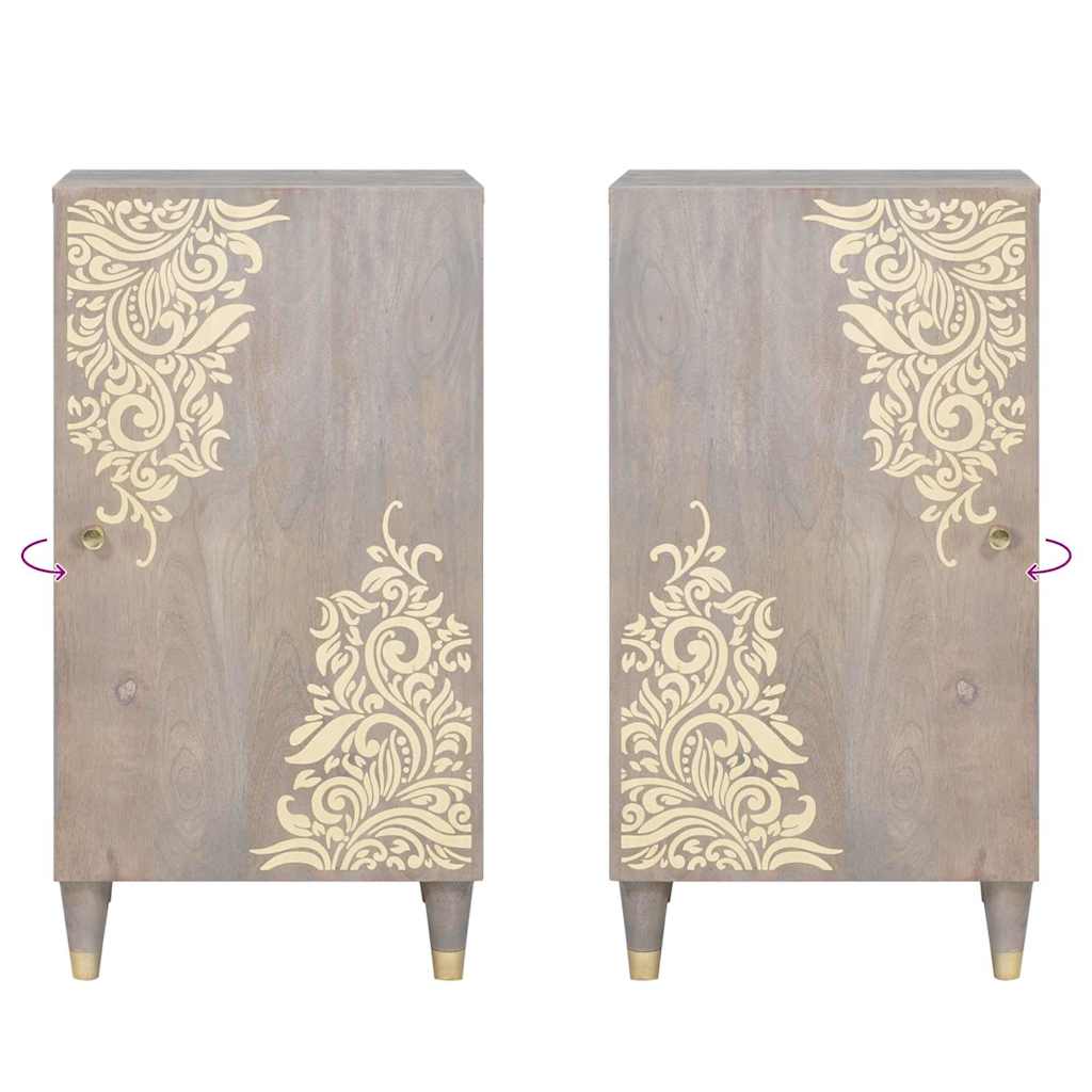 Sideboard Grau und Gold 40 x 33 x 75 cm Massivholz Mango