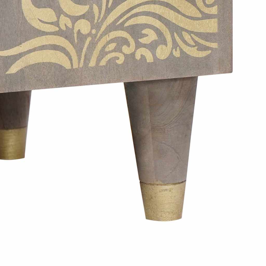 Sideboard Grau und Gold 60 x 33 x 75 cm Massivholz Mango