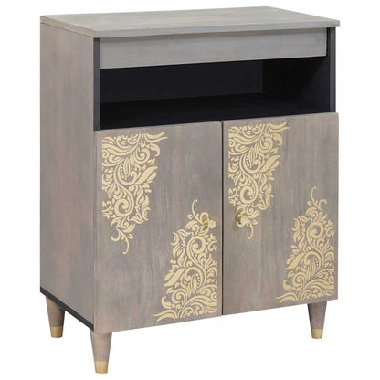 Sideboard Grau und Gold 60 x 33 x 75 cm Massivholz Mango