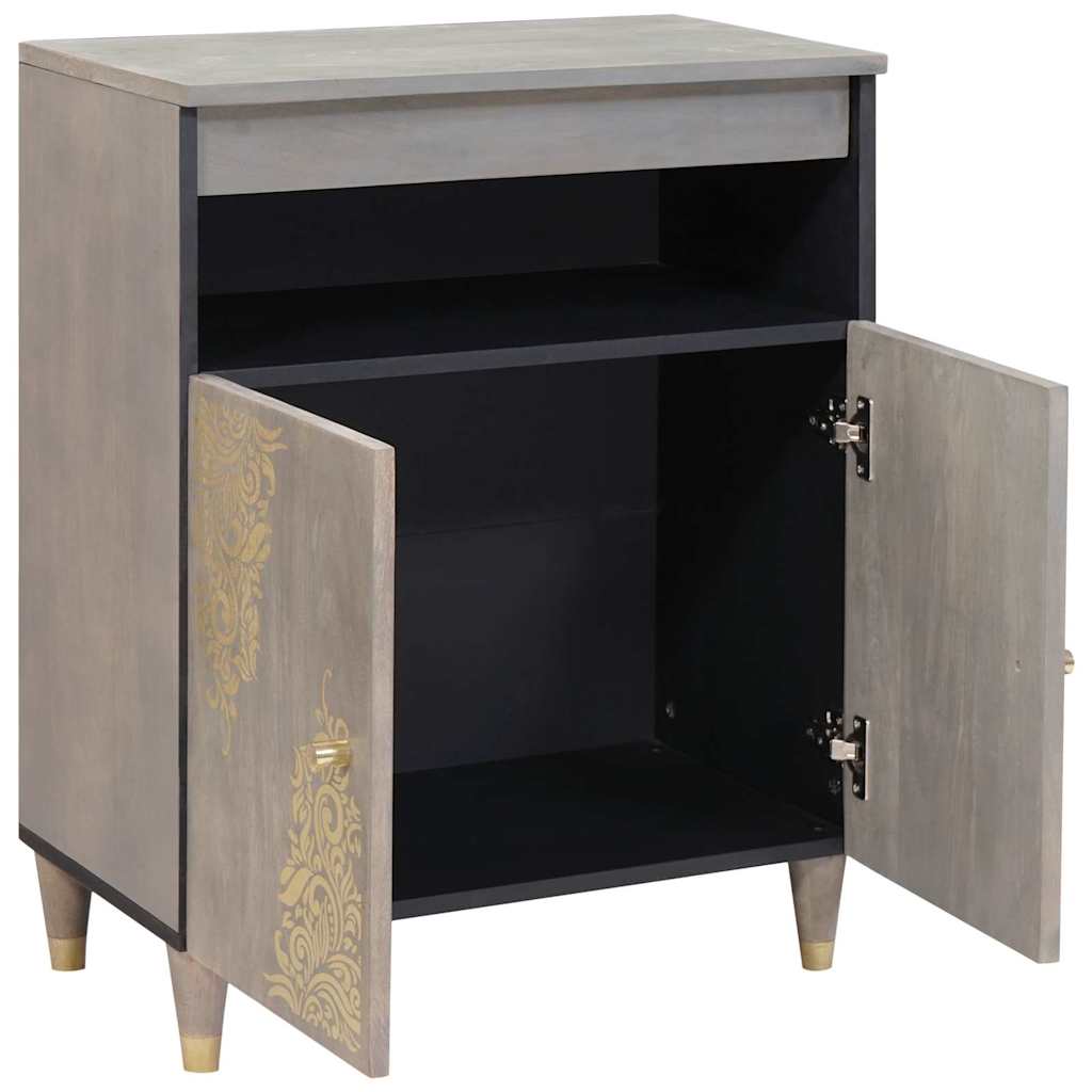 Sideboard Grau und Gold 60 x 33 x 75 cm Massivholz Mango
