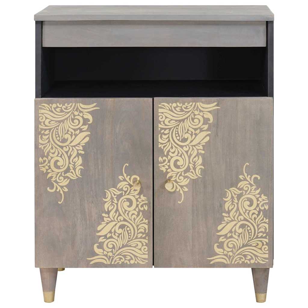 Sideboard Grau und Gold 60 x 33 x 75 cm Massivholz Mango