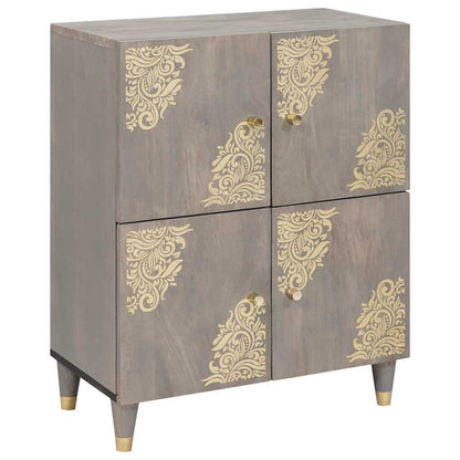 Sideboard Grau und Gold 60 x 33 x 75 cm Massivholz Mango