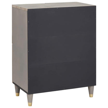 Sideboard Grau und Gold 60 x 33 x 75 cm Massivholz Mango