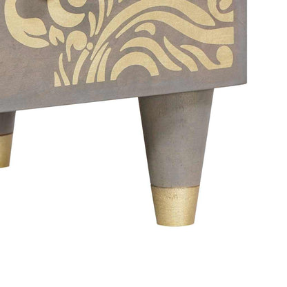 Highboard Grau und Gold 60 x 33 x 100 cm Massivholz Mango