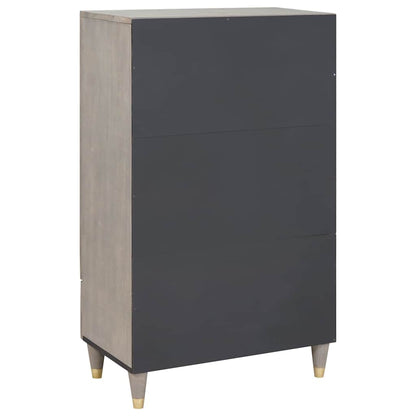 Highboard Grau und Gold 60 x 33 x 100 cm Massivholz Mango