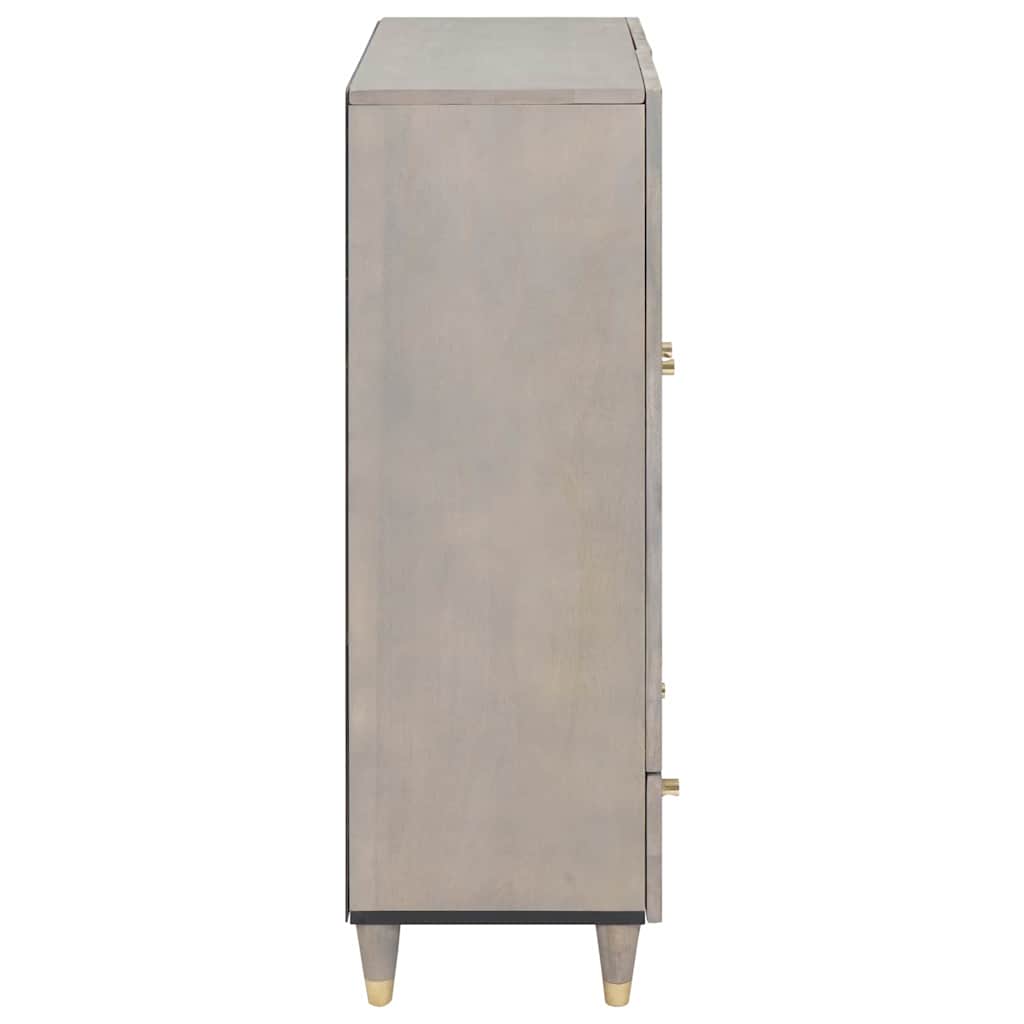 Highboard Grau und Gold 60 x 33 x 100 cm Massivholz Mango