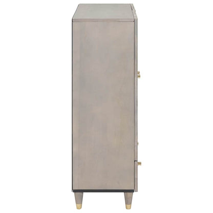 Highboard Grau und Gold 60 x 33 x 100 cm Massivholz Mango