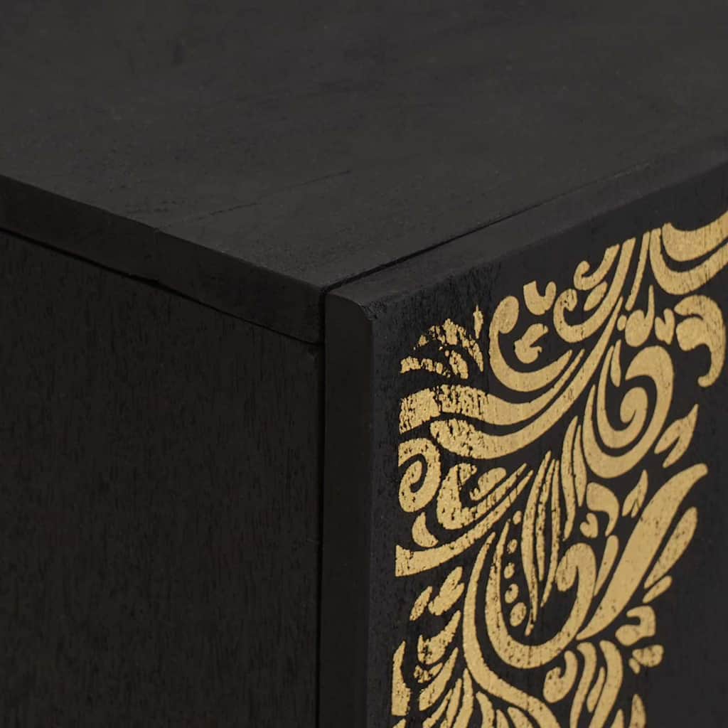 TV-Schränk mit Regal Schwarz 105 x 33 x 46 cm Massivholz Mango