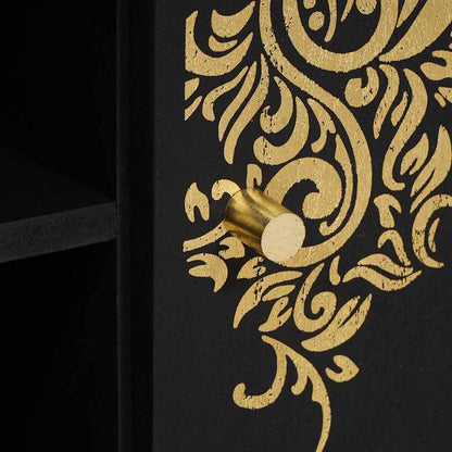 TV-Schränk mit Regal Schwarz 105 x 33 x 46 cm Massivholz Mango