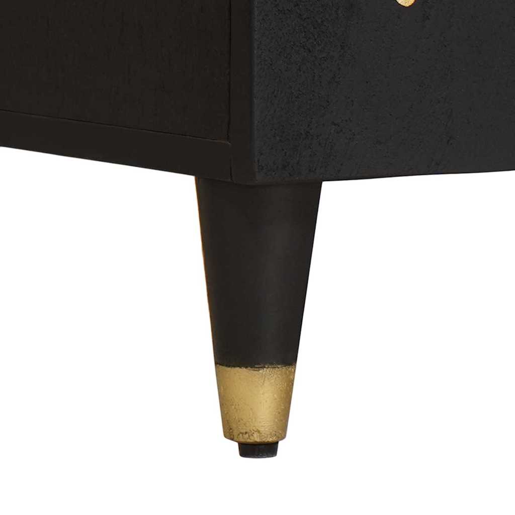 TV-Schränk mit Regal Schwarz 105 x 33 x 46 cm Massivholz Mango