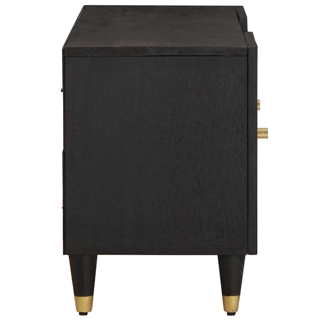 TV-Schränk mit Regal Schwarz 105 x 33 x 46 cm Massivholz Mango