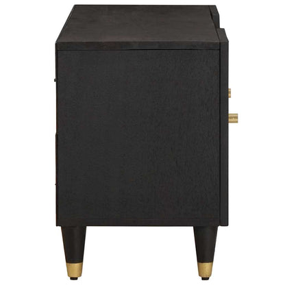 TV-Schränk mit Regal Schwarz 105 x 33 x 46 cm Massivholz Mango