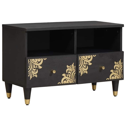 TV-Schränk mit Regal Schwarz 70 x 33 x 46 cm Massivholz Mango