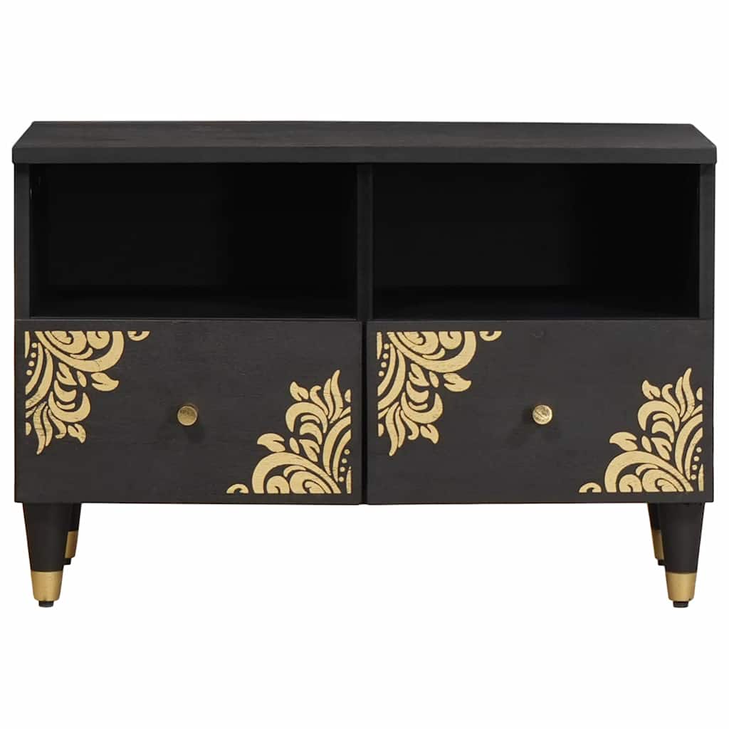 TV-Schränk mit Regal Schwarz 70 x 33 x 46 cm Massivholz Mango