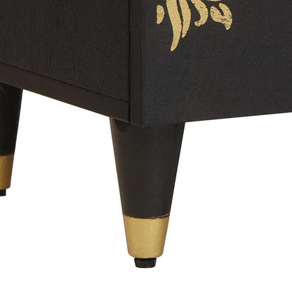 Nachttisch Schwarz 40 x 33 x 46 cm Massivholz Mango