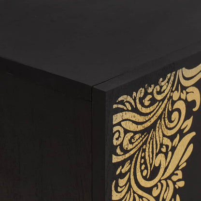 TV-Schränk mit Regal Schwarz 105 x 33 x 46 cm Massivholz Mango