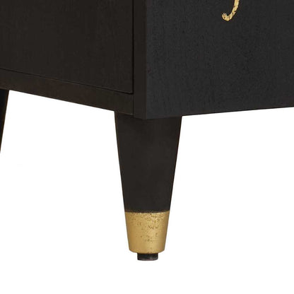 TV-Schränk mit Regal Schwarz 105 x 33 x 46 cm Massivholz Mango