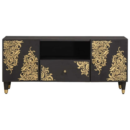 TV-Schränk mit Regal Schwarz 105 x 33 x 46 cm Massivholz Mango