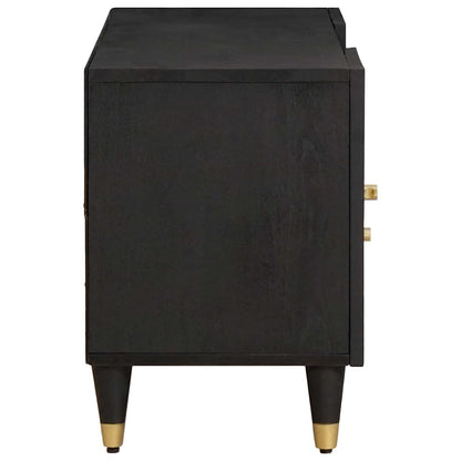 TV-Schränk mit Regal Schwarz 105 x 33 x 46 cm Massivholz Mango