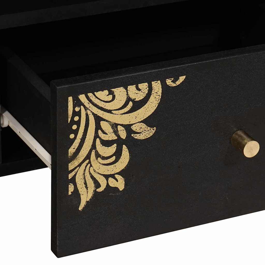 TV-Schränk mit Regal Schwarz 100 x 33 x 46 cm Massivholz Mango