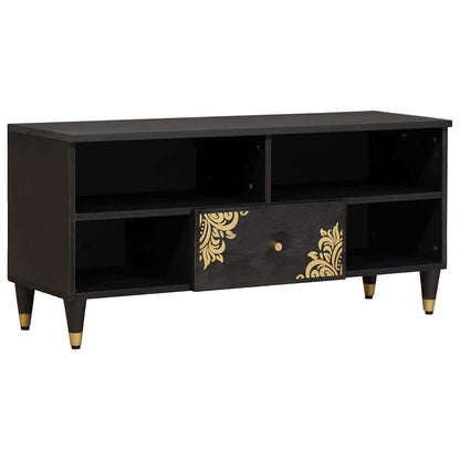 TV-Schränk mit Regal Schwarz 100 x 33 x 46 cm Massivholz Mango