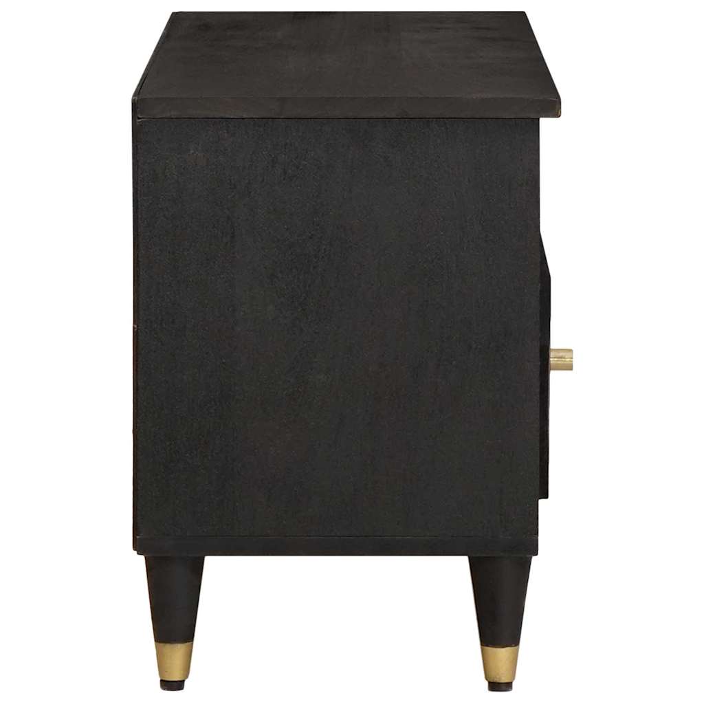 TV-Schränk mit Regal Schwarz 100 x 33 x 46 cm Massivholz Mango