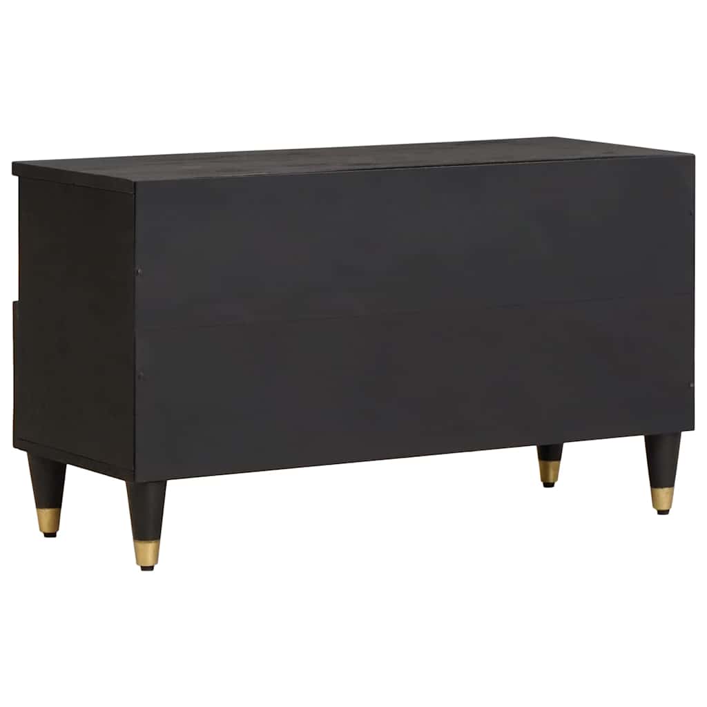TV-Schränk mit Regal Schwarz 80 x 33 x 46 cm Massivholz Mango